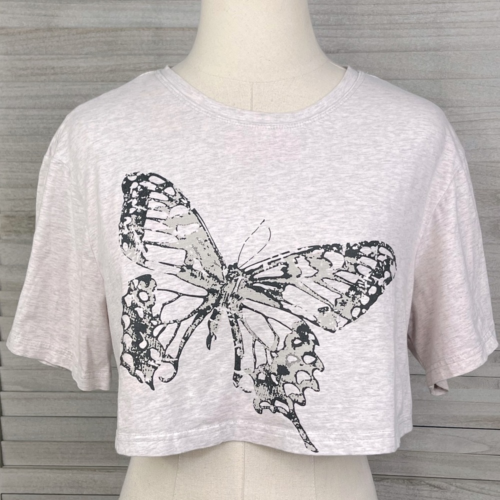 HYFVE Stretchy Butterfly Cropped Tee Gray/Black-Large